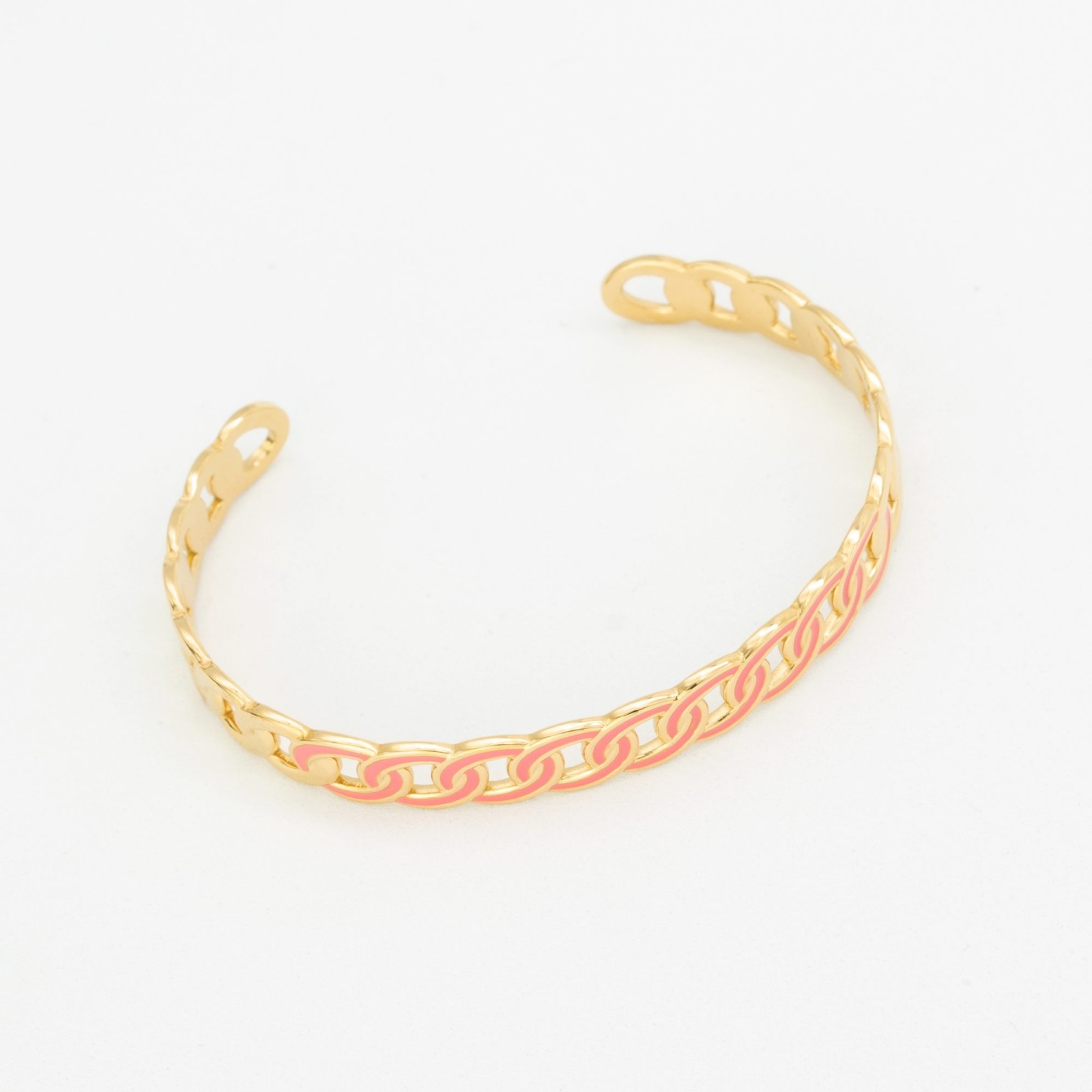 Colored Chain Bangle Bracelet Color:Coral