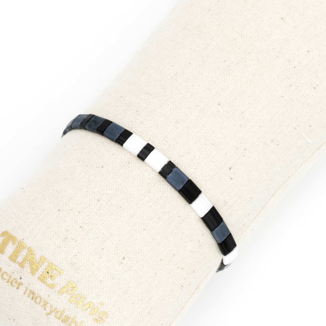 Bracelet Elastique Perles de Miyuki Couleur:Noir