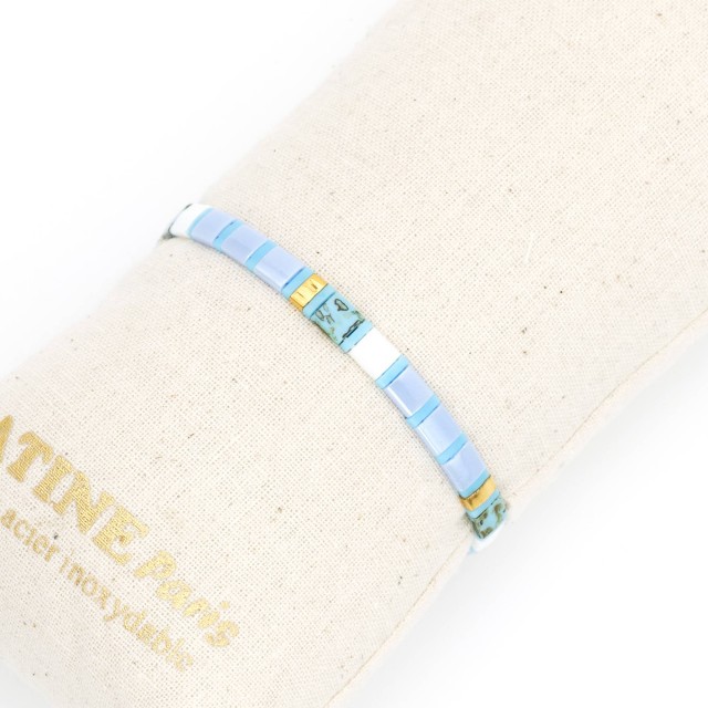 Bracelet Elastique Perles de Miyuki Couleur:Bleu Aqua
