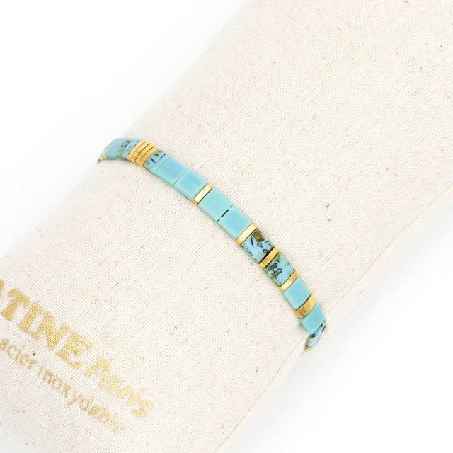 Bracelet Elastique Perles de Miyuki Couleur:Bleu Turquoise
