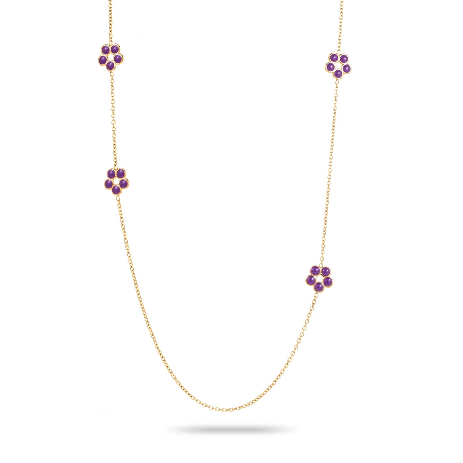 Sautoir Coloré de Perles en Fleur Couleur:Violet