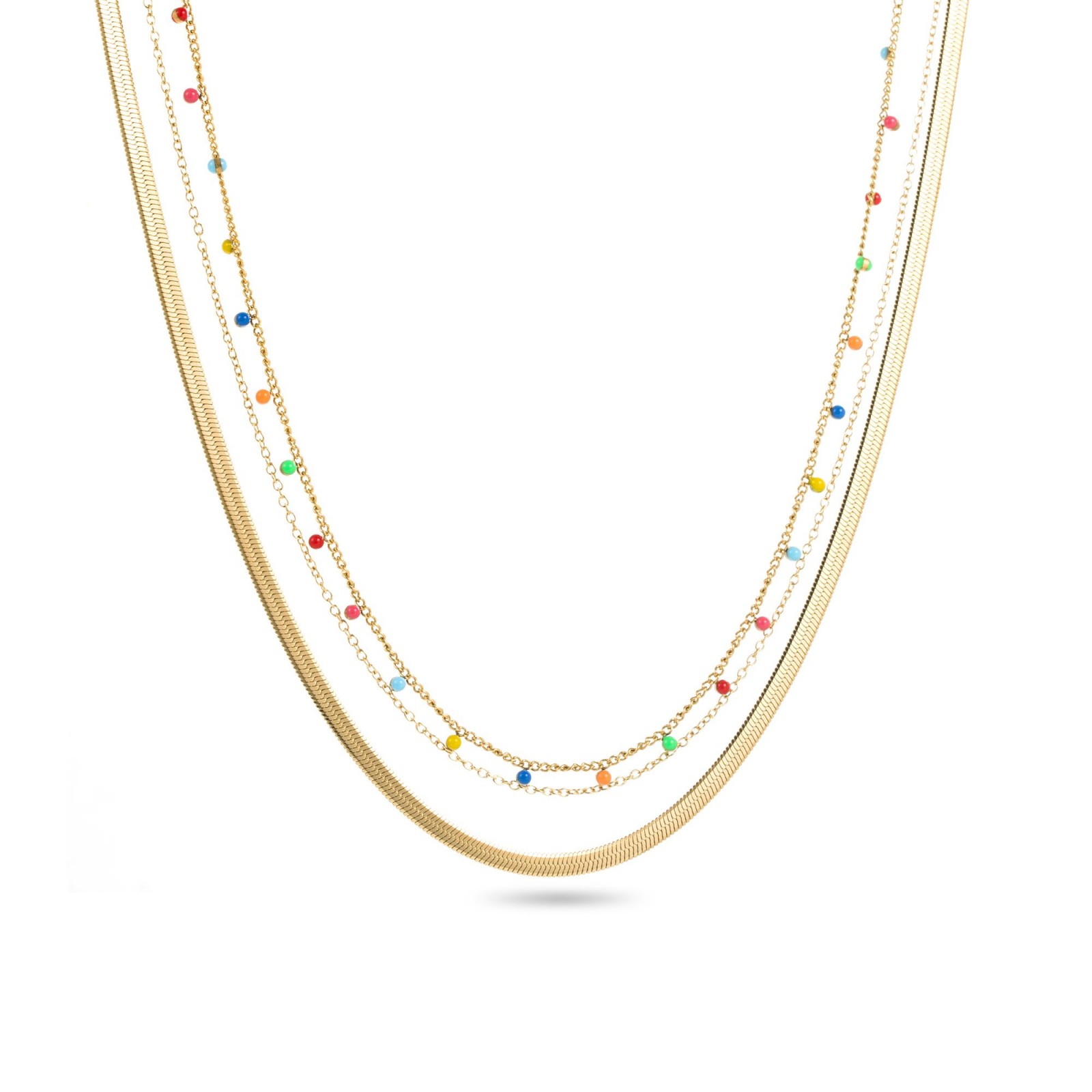 Stainless Steel Short Necklace Color:Multi-Color