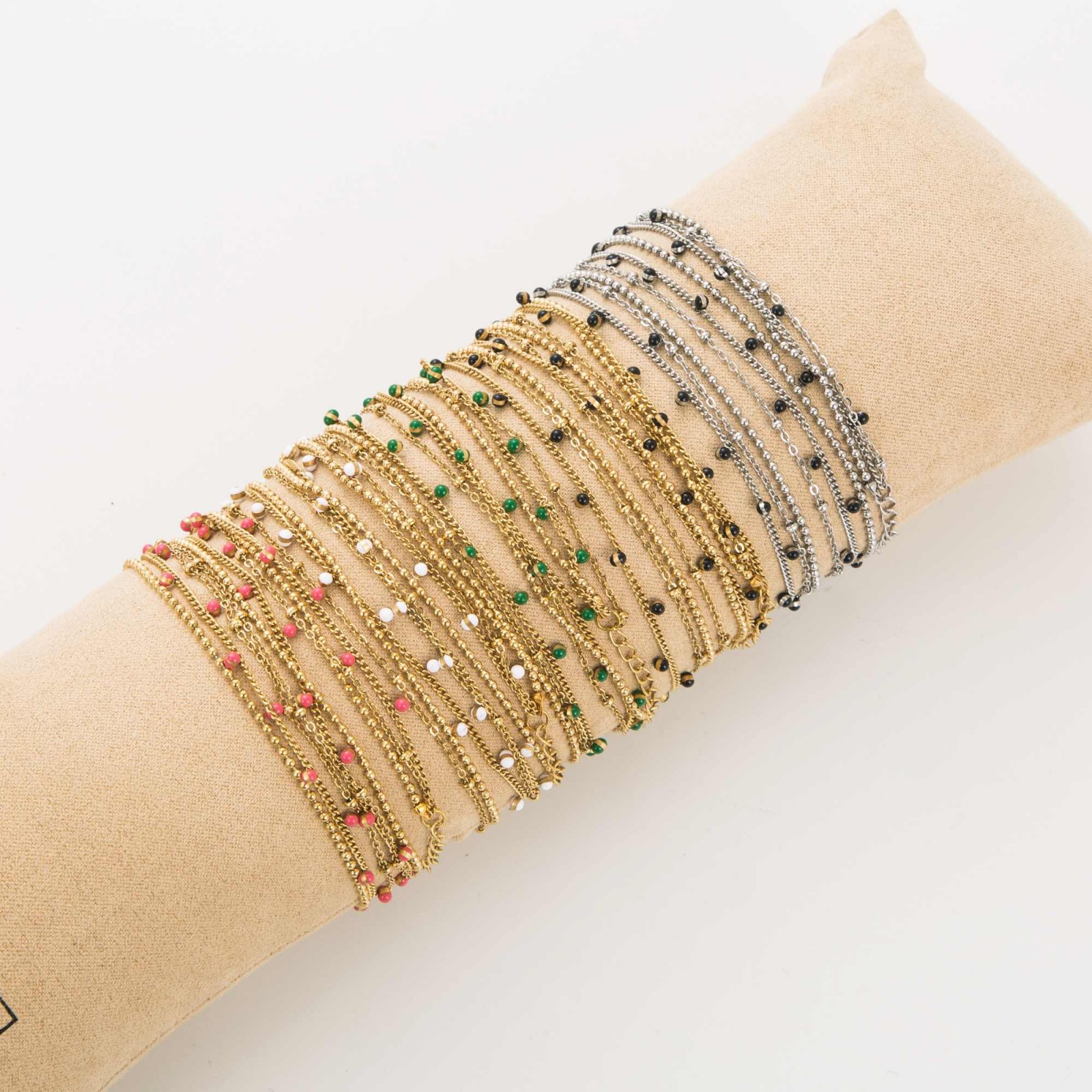 Fine Multirang Bracelet with Coloured Beads 