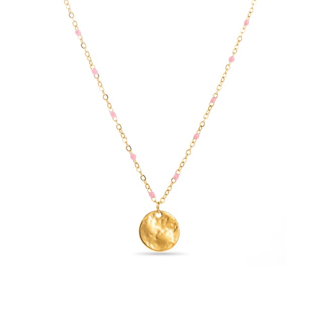 Stainless Steel Short Necklace Color:Pink