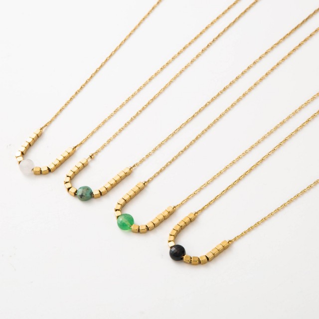 Stainless Steel Short Necklace Color:Green