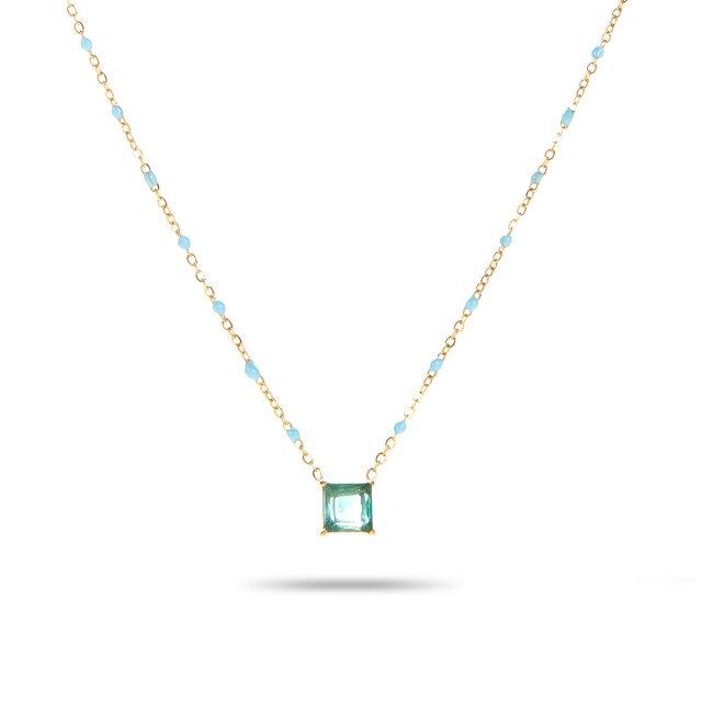 Stainless Steel Short Necklace Color:Blue
