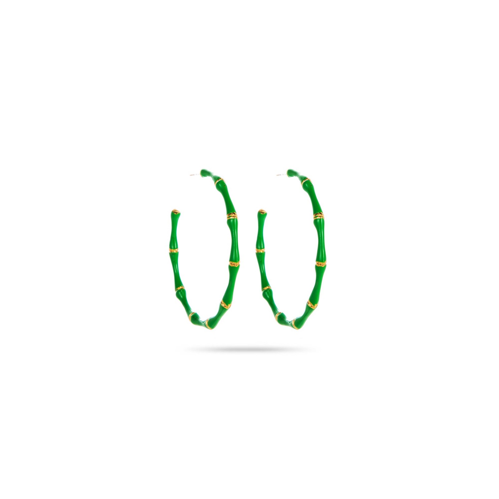 Boucles d'Oreilles Créoles Colorées à Détails Dorées Couleur:Vert