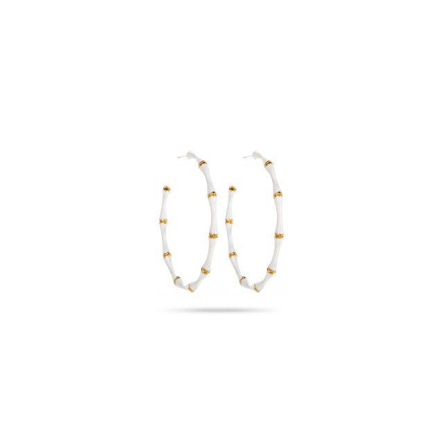 Colorful Hoops Earrings with Gold Details Color:White