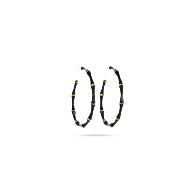 Colorful Hoops Earrings with Gold Details Color:Black