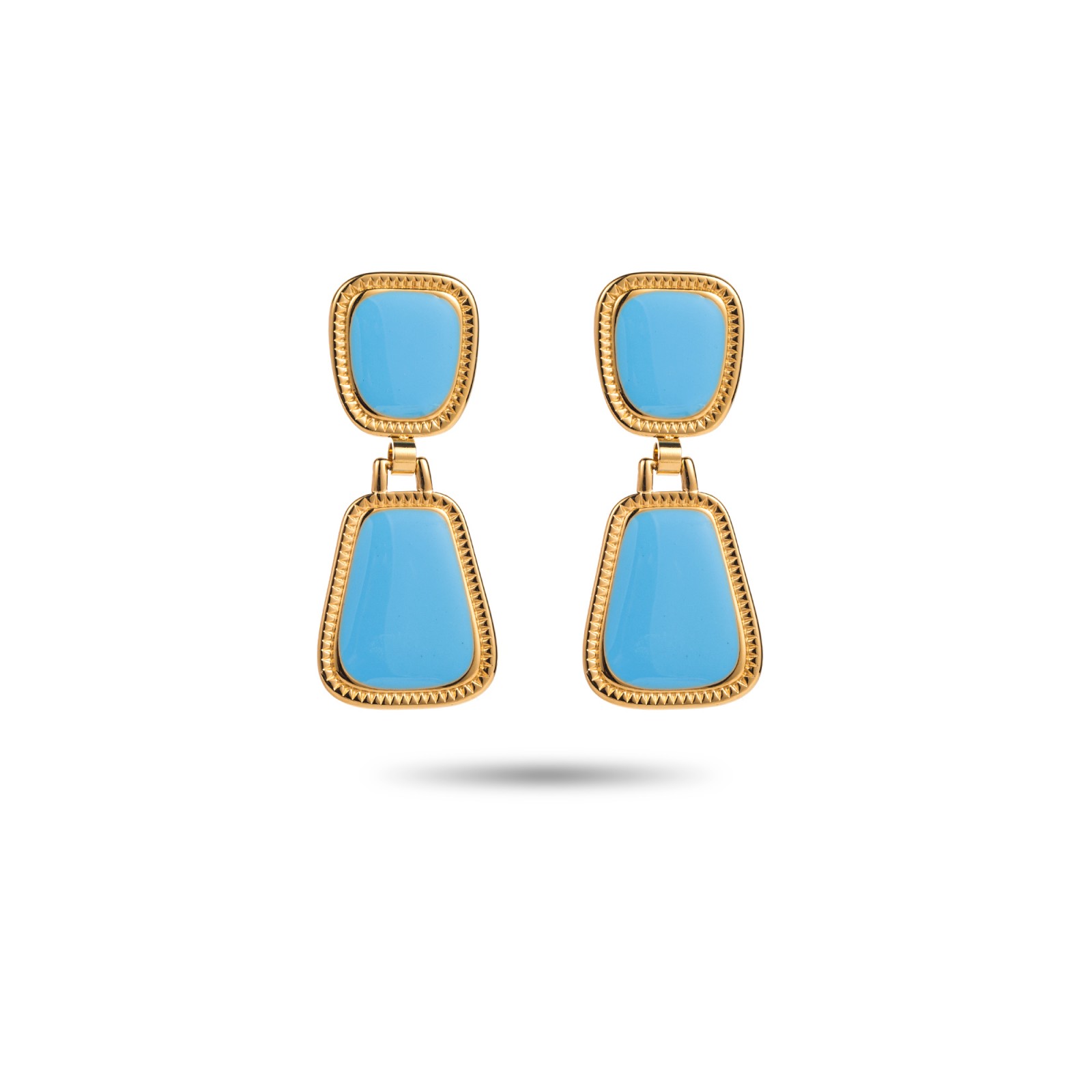 Colored Double Trapeze Earrings Color:Blue