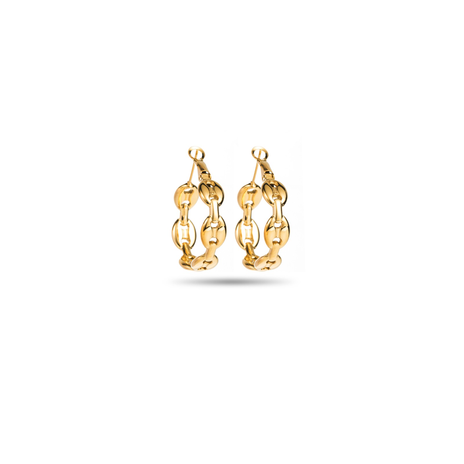 Marine Chain Hoops Earrings Color:Gold