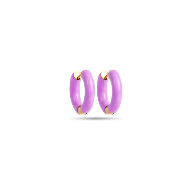 Boucles d'Oreilles Mini Créoles Colorées Couleur:Parme