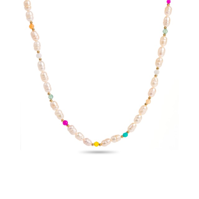 Stainless Steel Short Necklace Color:Multi-Color