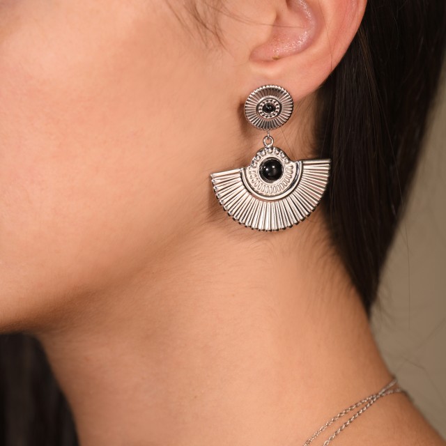 Aztec Inspiration Earrings with Stone Bead 