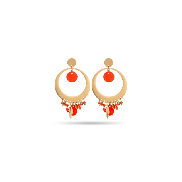 Colorful Mother-of-Pearl Tassel Earrings Color:Orange