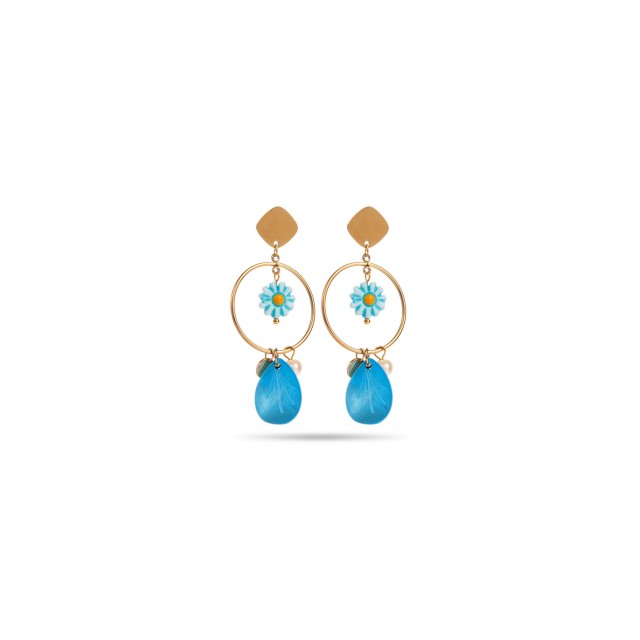 Marguerite Pendant Earrings Color:Blue