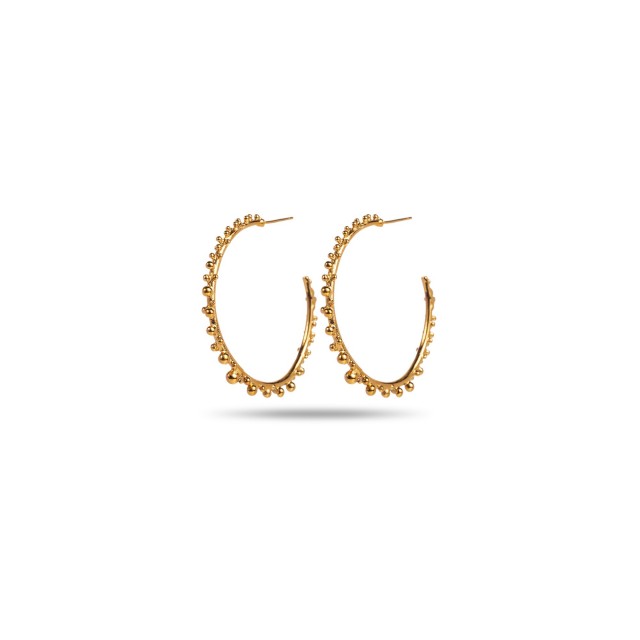 Beaded Hoops Earrings Color:Gold