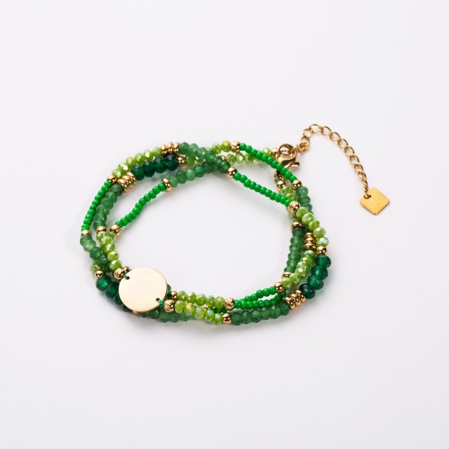 Bracelet Multirang Perles de Couleur avec Pampille Couleur:Vert