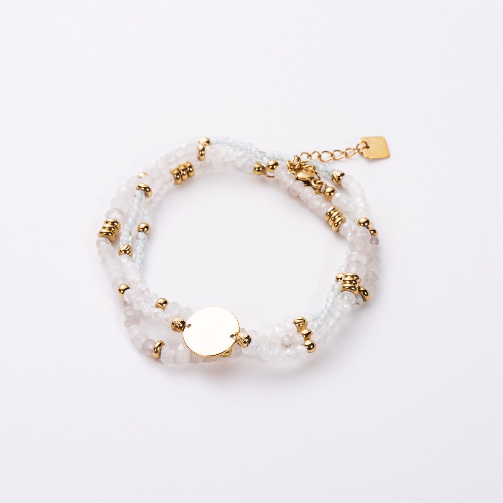 Bracelet Multirang Perles de Couleur avec Pampille Couleur:Blanc