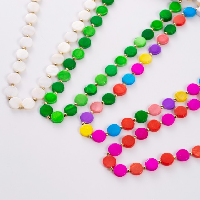Round Colorful Mother-of-Pearl Necklace 