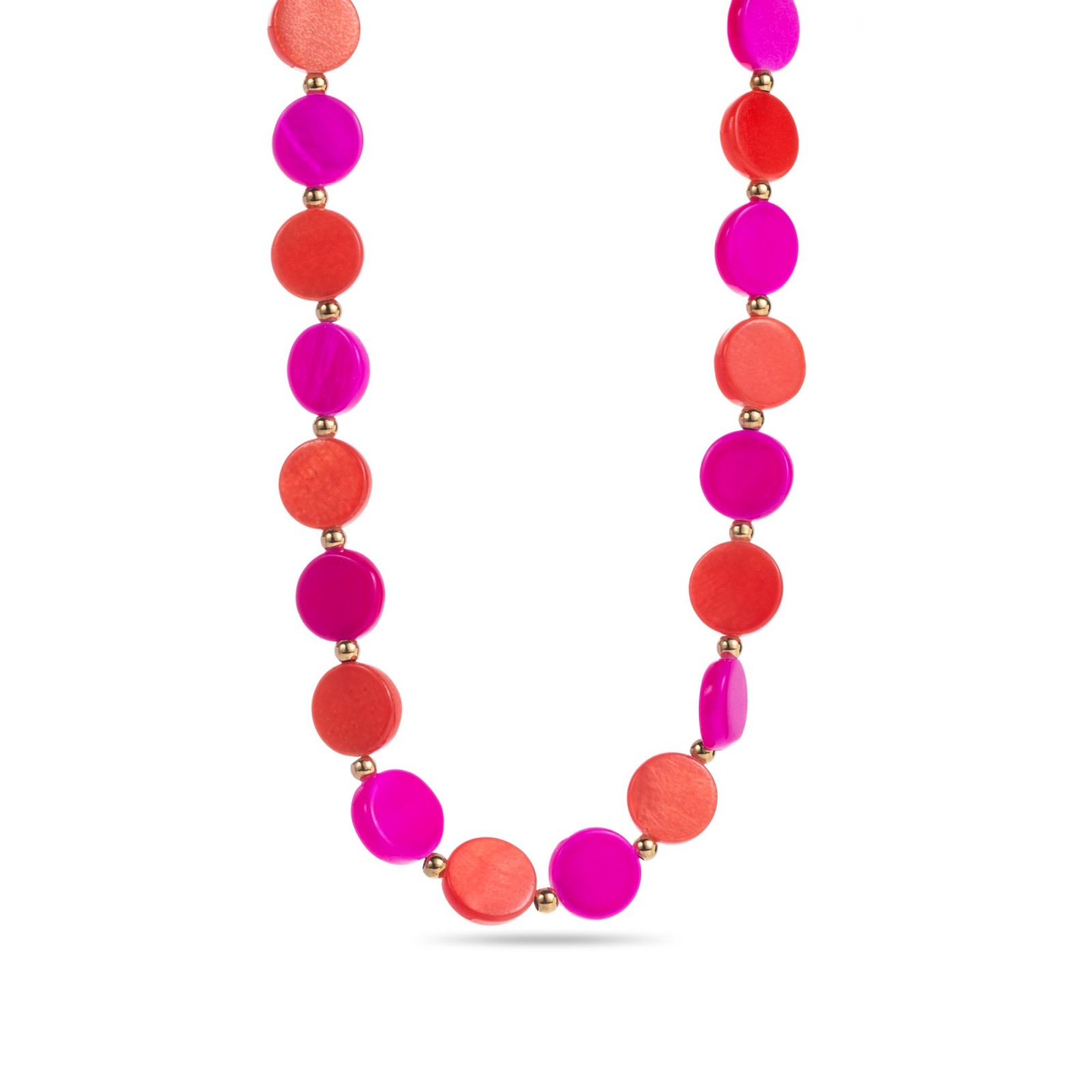Round Colorful Mother-of-Pearl Necklace Color:Fuchsia Pink