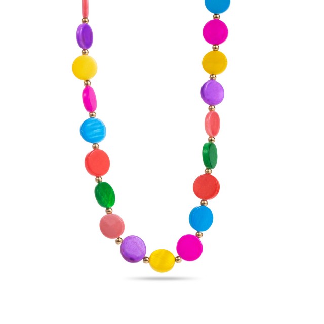 Round Colorful Mother-of-Pearl Necklace Color:Multi-Color