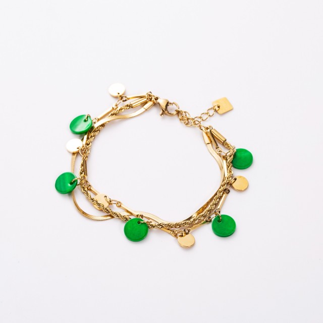 Bracelet Multirang à Pampille de Nacre Colorée Couleur:Vert