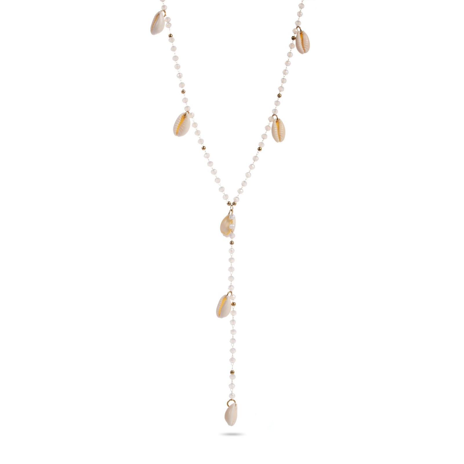 Pendant Necklace with Glass Pearls and Shell Color:White