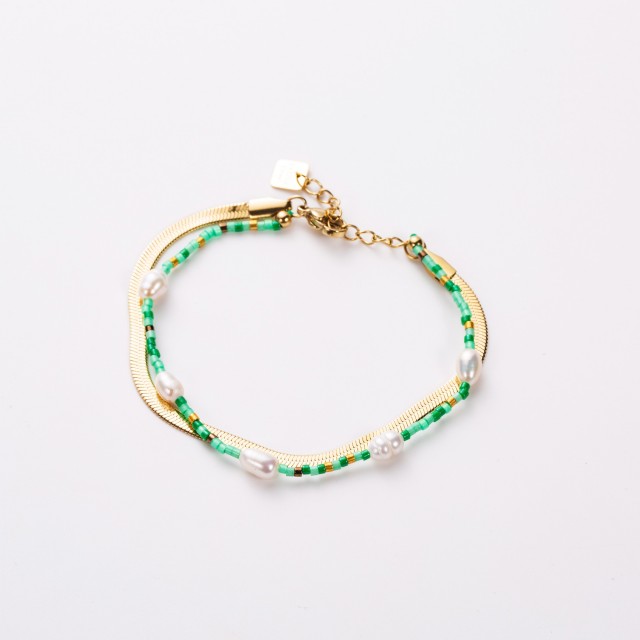 Bracelet Multirang avec Perles de Nacre et Miyuki Couleur:Vert