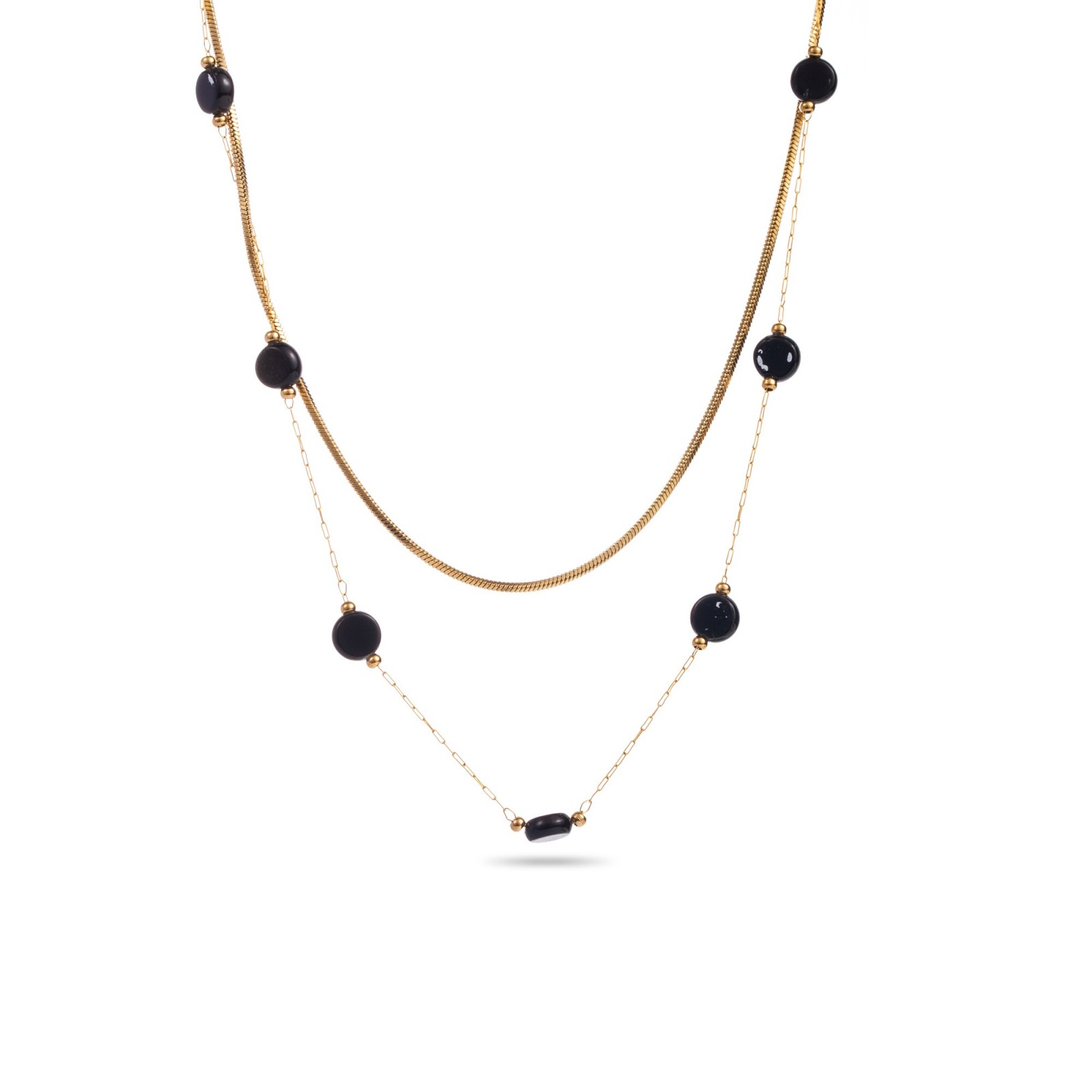 Multi Rows Necklace with Colored Nacre Color:Black