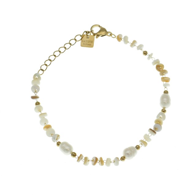 Bracelet de Perles de Nacres Colorés Couleur:Beige