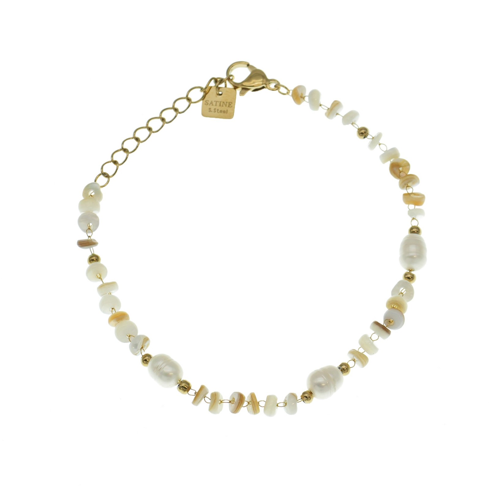 Colored Bracelet with Pearls Color:Beige