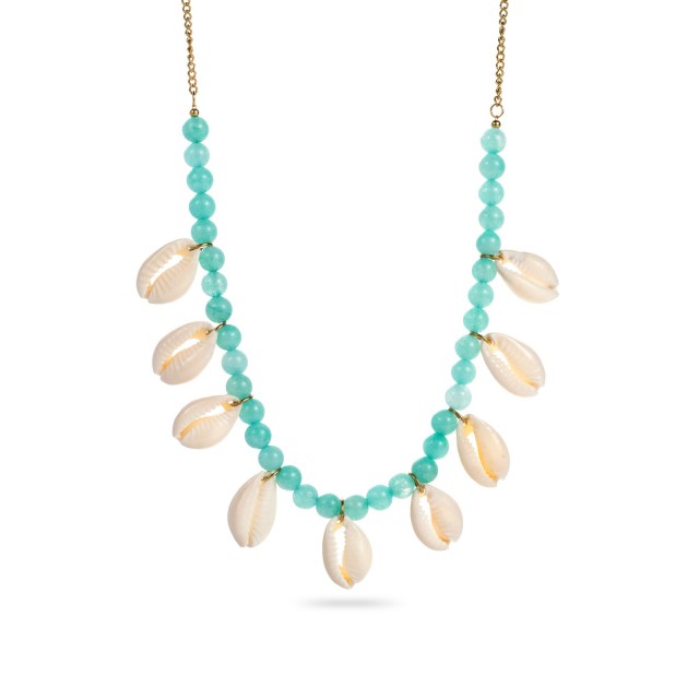 Collier de Perles avec Coquillage Pierre :Amazonite