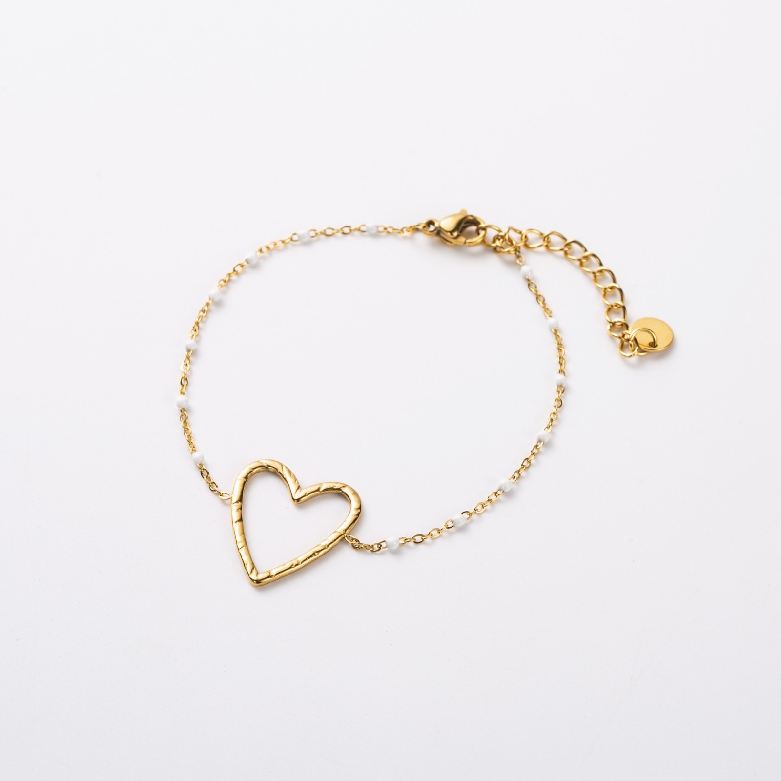 Scratched Heart Bracelet with Pearls 