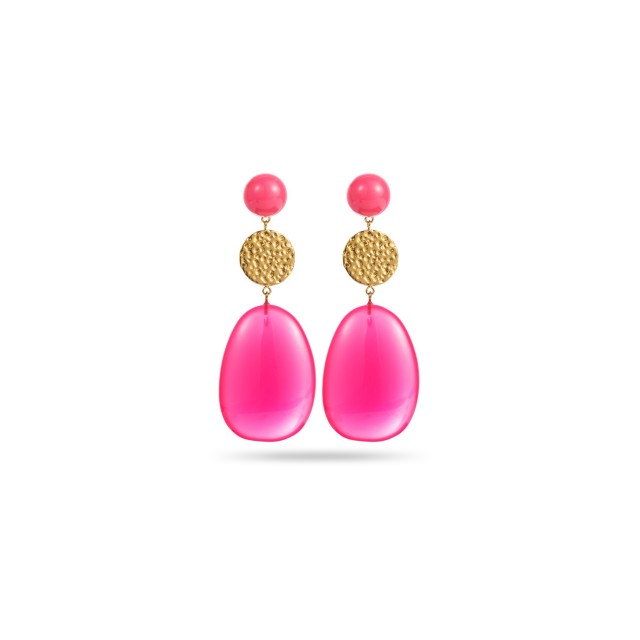 Colored Resin Drop Earrings Color:Fuchsia Pink