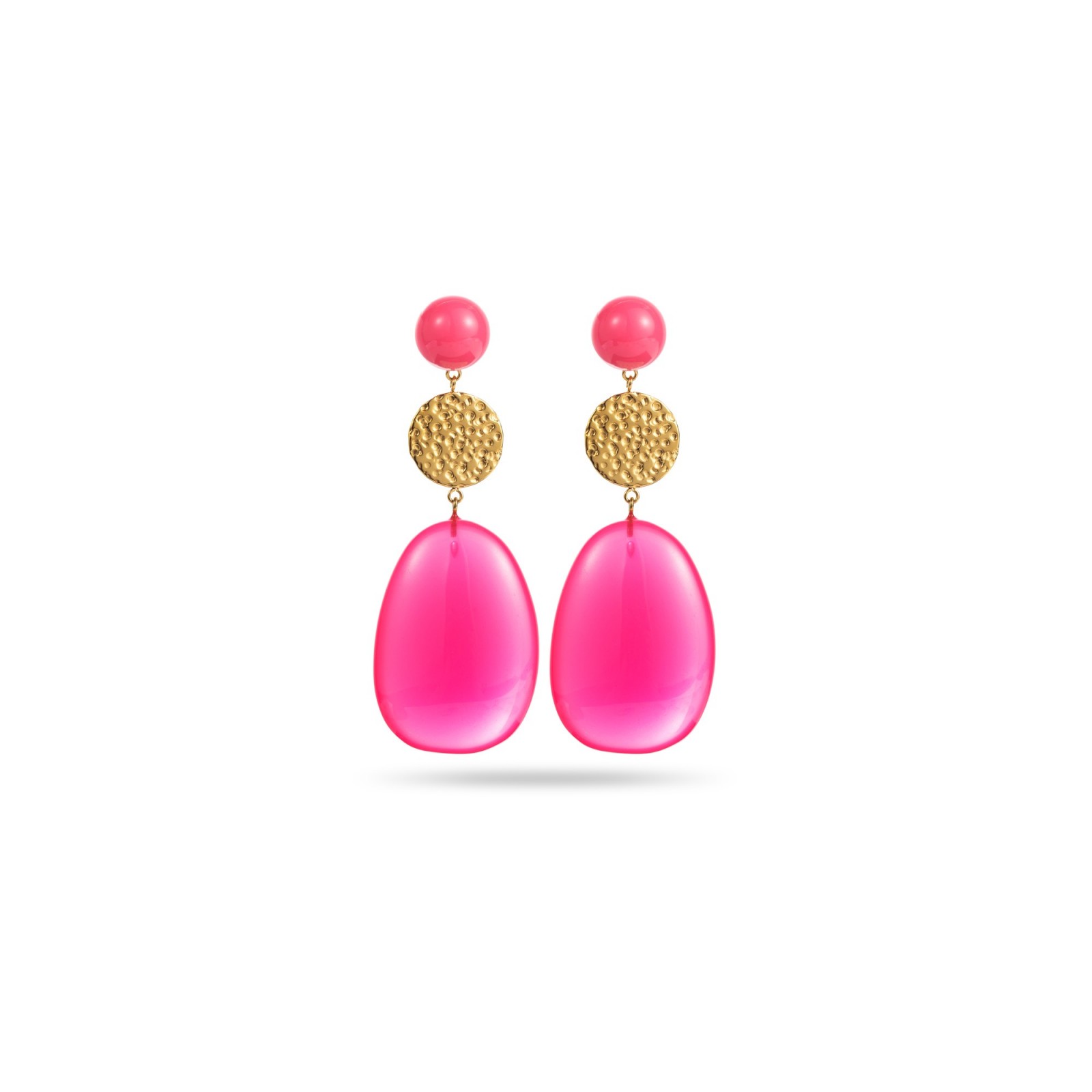 Colored Resin Drop Earrings Color:Fuchsia Pink