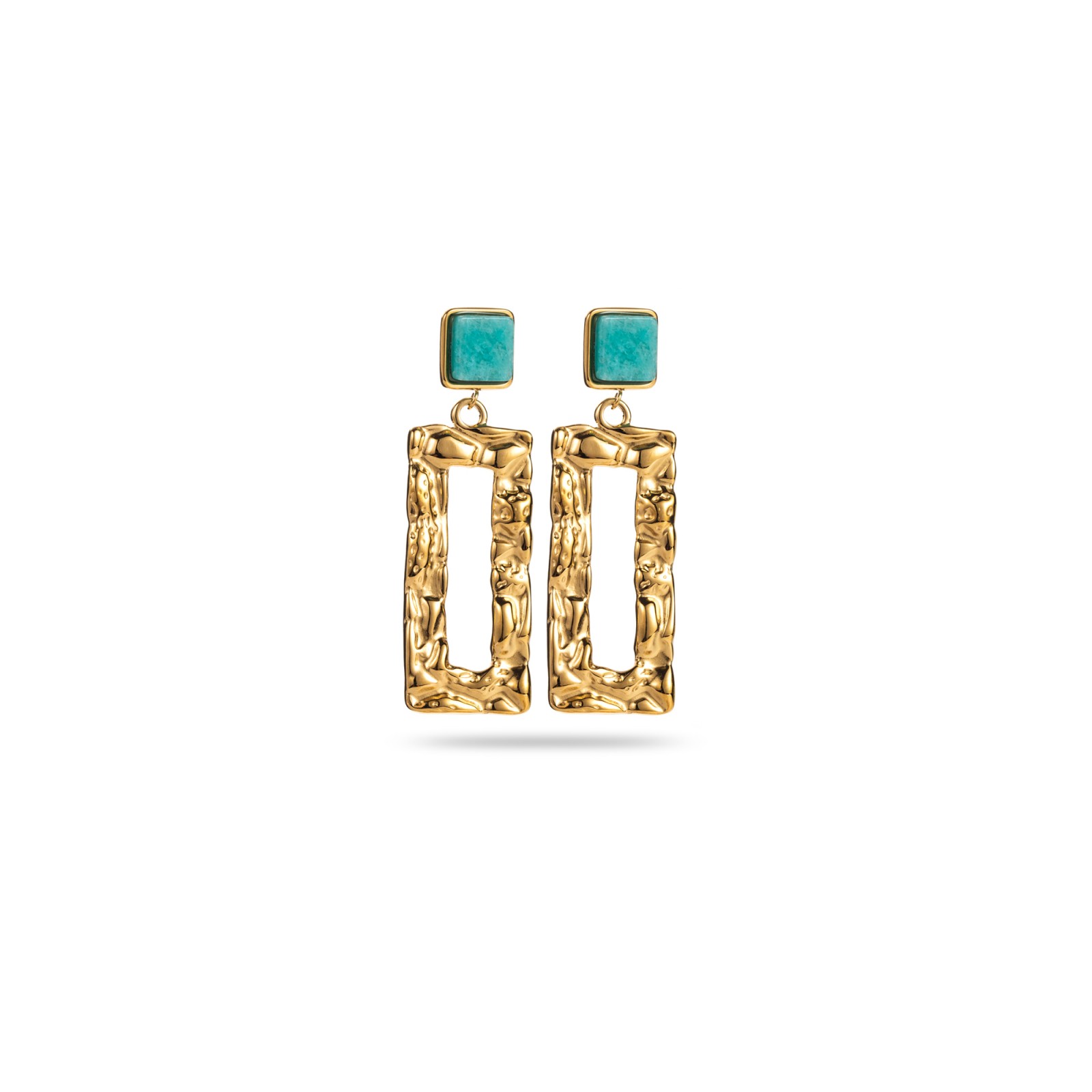 Rectangle Drop Earrings with Stone 