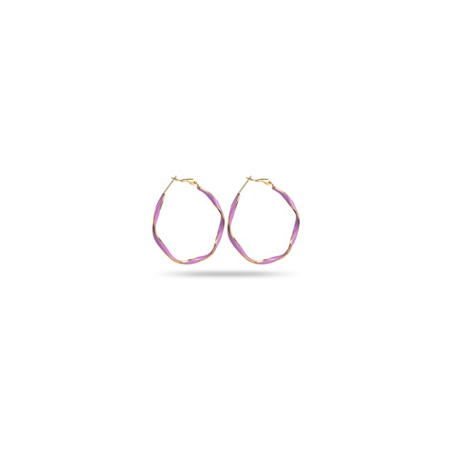 Colored Twisted Hoop Earrings Color:Lilac