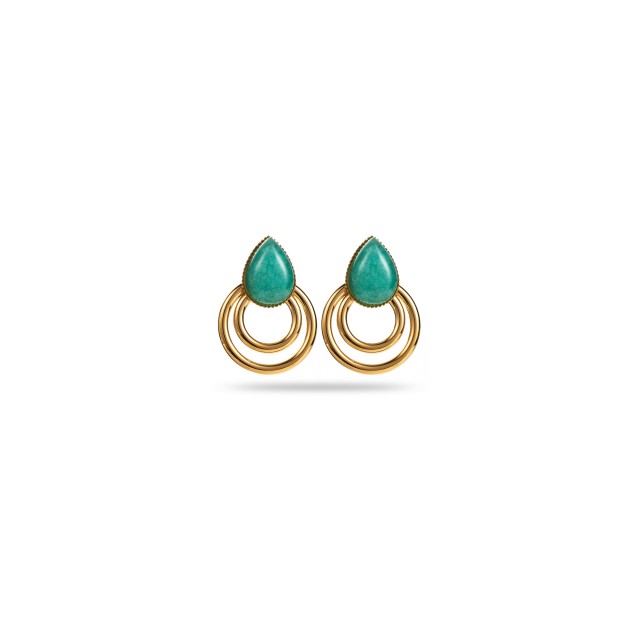 Natural Stone Oval and Circles Earrings Stone:Amazonite