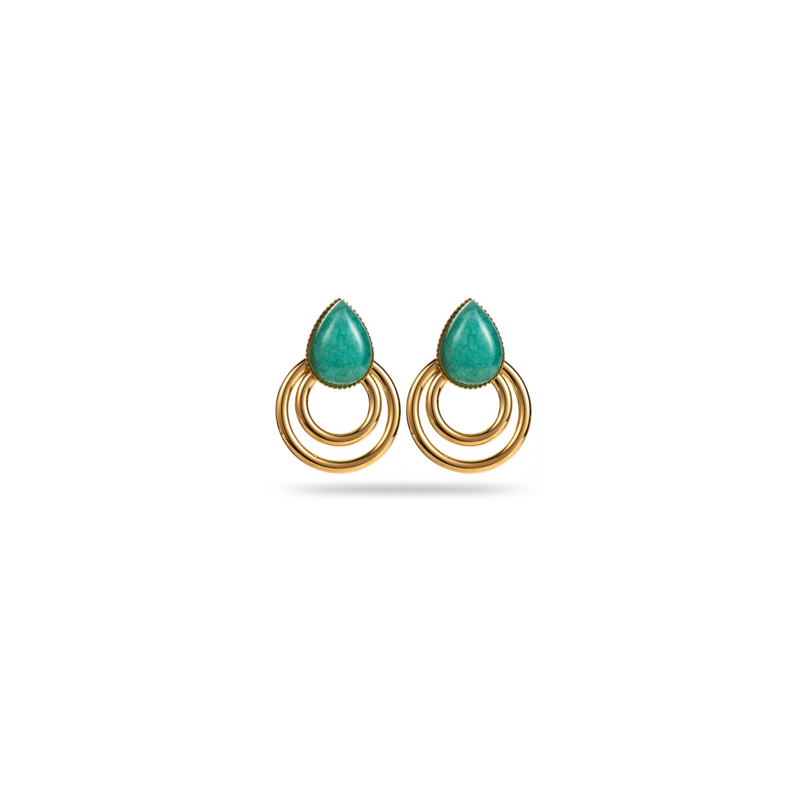 Natural Stone Oval and Circles Earrings Stone:Amazonite