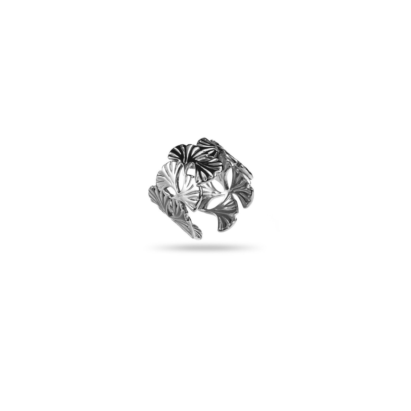 Ginkgo Leaf Bangle Ring Color:Silver