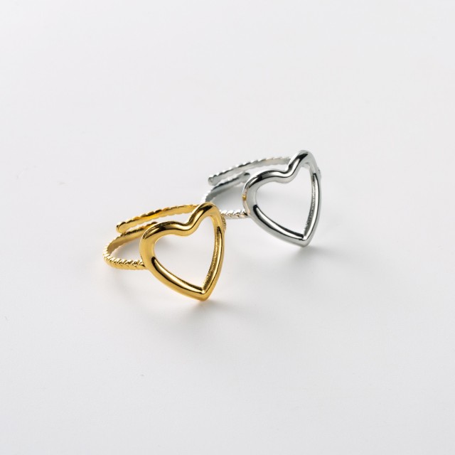Heart Ring with Twisted Effect Ring 