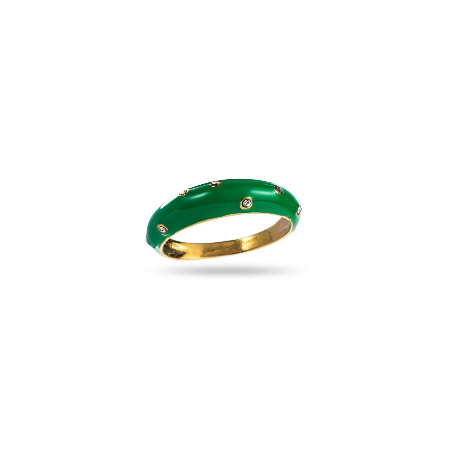 Colored Ring with Asymmetrical Strass Color:Green
