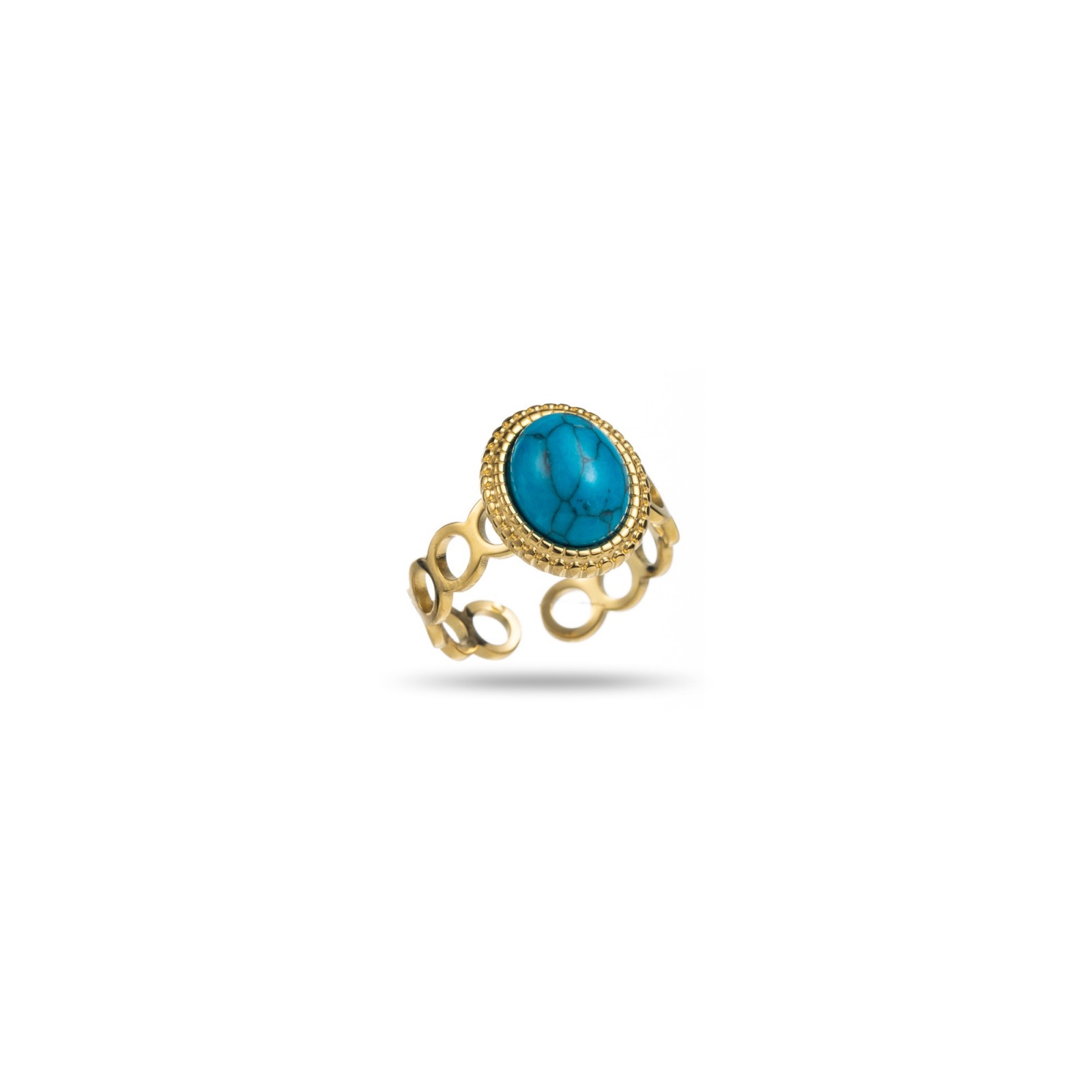 Natural Stone Ring with Circle Ring Stone:Torquoise