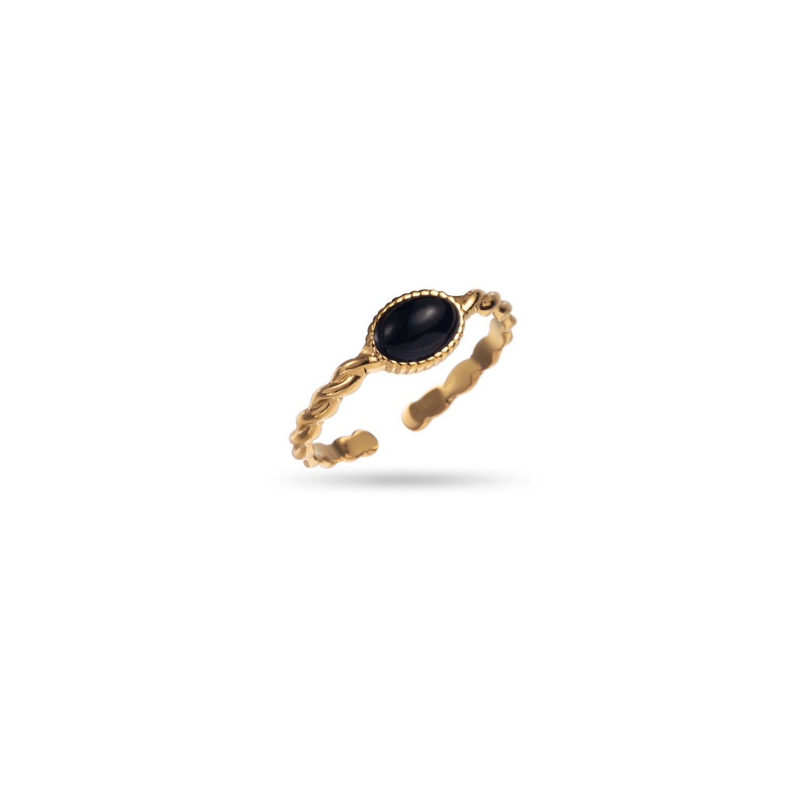 Twisted Ring Stone Ring Stone:Black Onyx