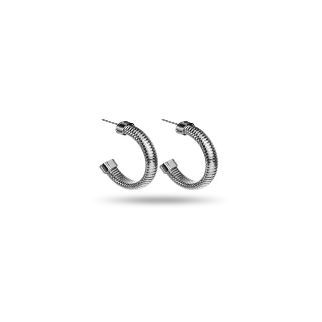Omega Chain Hoops Earrings Color:Silver