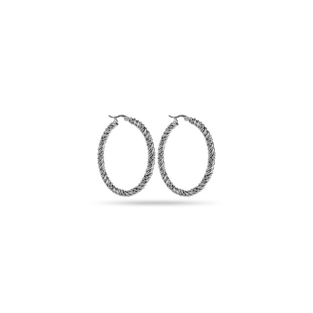 Double Twist Hoops Earrings Color:Silver