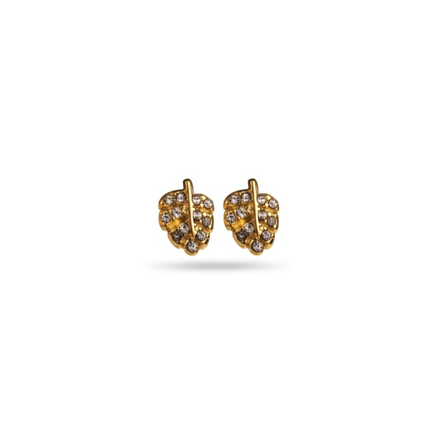Ginkgo and Leaf Strass Studs Earrings Set 