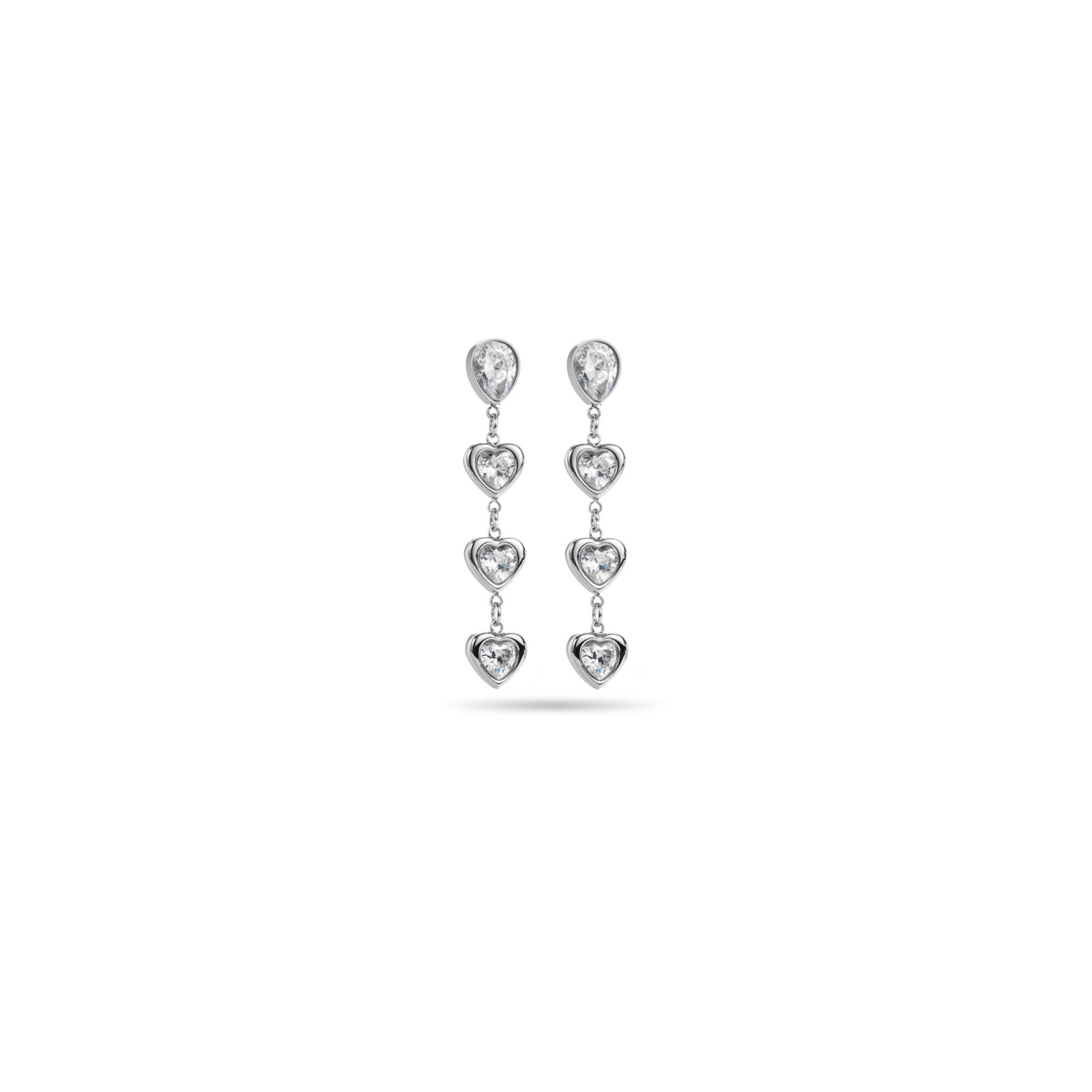 Heart Rhinestone Drop Earrings Color:Silver