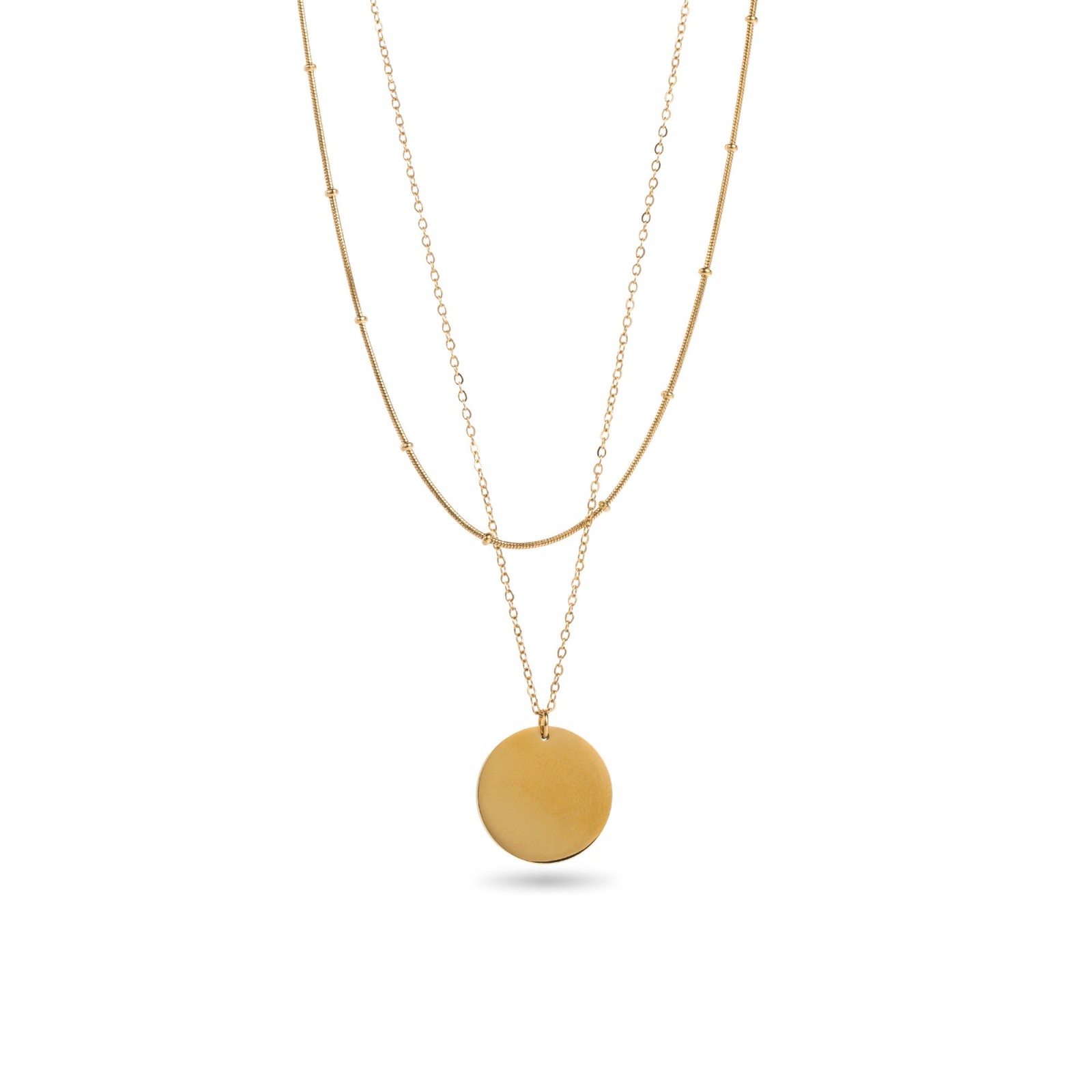Double Chain Necklace with Tassel Color:Gold